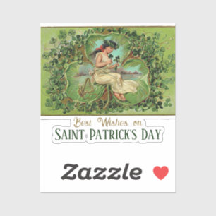 St. Patrick's Day  Meisje met Shamrocks Sticker