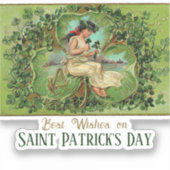 St. Patrick's Day Meisje met Shamrocks Sticker (Voorkant)