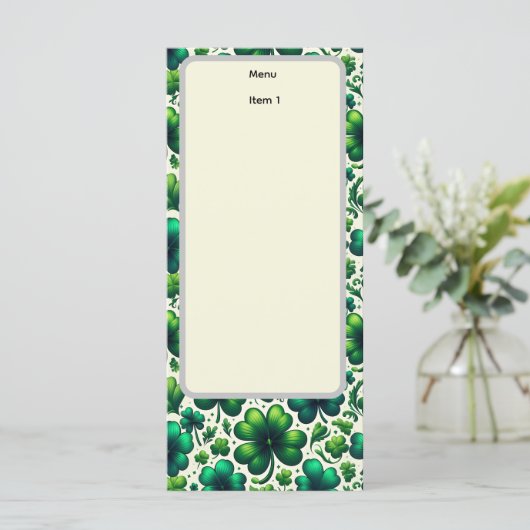 St. Patrick's Day-menu Menu (Staand voorkant)
