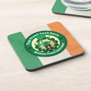 St. Patrick's Day met een gelukkige eenogige kat Bier Onderzetter