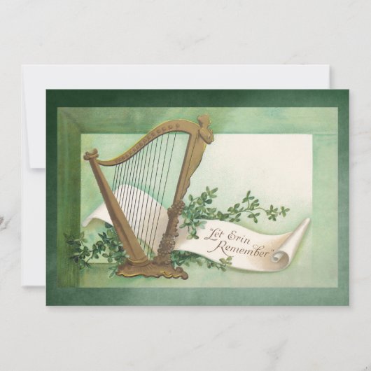 St. Patrick's Day met harp en klaver Kaart (Voorkant)