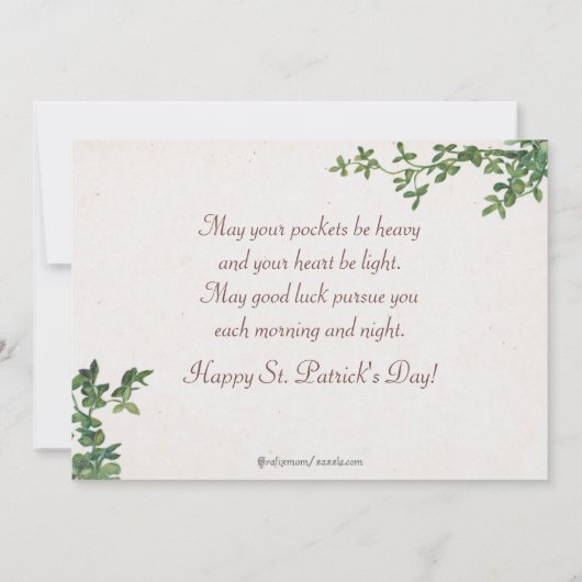 St. Patrick's Day met harp en klaver Kaart (Achterkant)