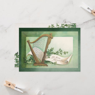  St. Patrick's Day met harp en klaver Kaart