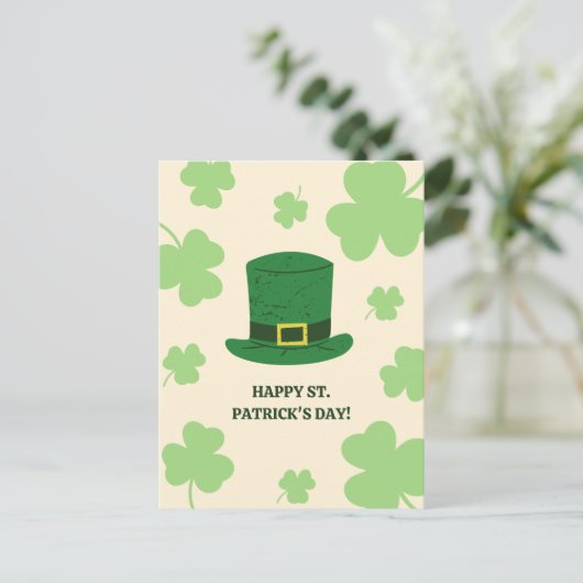 St. Patrick's Day met het Pet van Leprechaun Briefkaart (Staand voorkant)