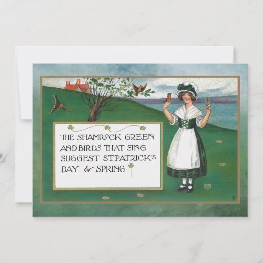  St. Patrick's Day met Iers Meisje Kaart (Voorkant)