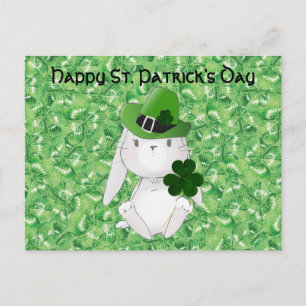 St. Patrick's Day met Ierse Bunny, shamrock tas Briefkaart