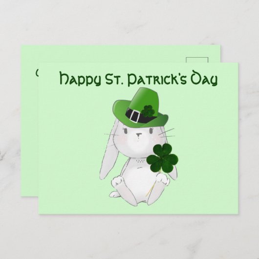 St. Patrick's Day met Irish Bunny, klaar wensen Briefkaart (Voorkant / Achterkant)