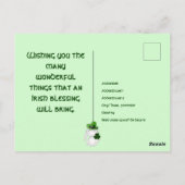 St. Patrick's Day met Irish Bunny, klaar wensen Briefkaart (Achterkant)