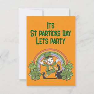 St. Patrick's Day met Rainbow & Leprechaun Kaart