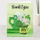 St. Patrick's Day met shamrock en bloemen Bedankkaart (Voorkant)