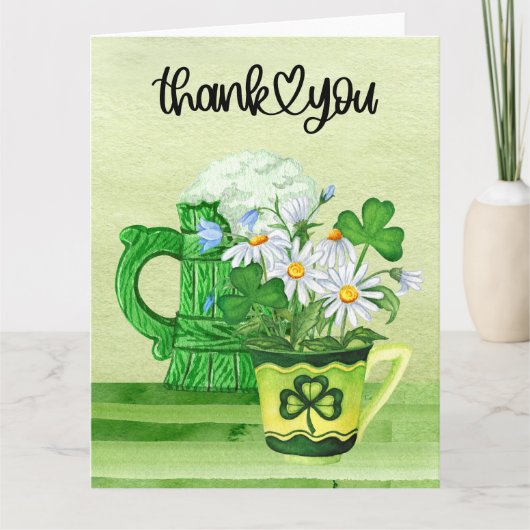 St. Patrick's Day met shamrock en bloemen Bedankkaart (Voorkant)