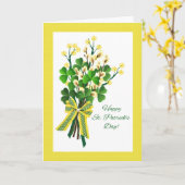 St. Patrick's Day met Shamrock en Spring Bouquet Kaart (Gele Bloem)