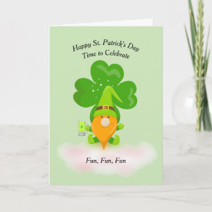 St. Patrick's Day met Shamrock & Gnome Kaart