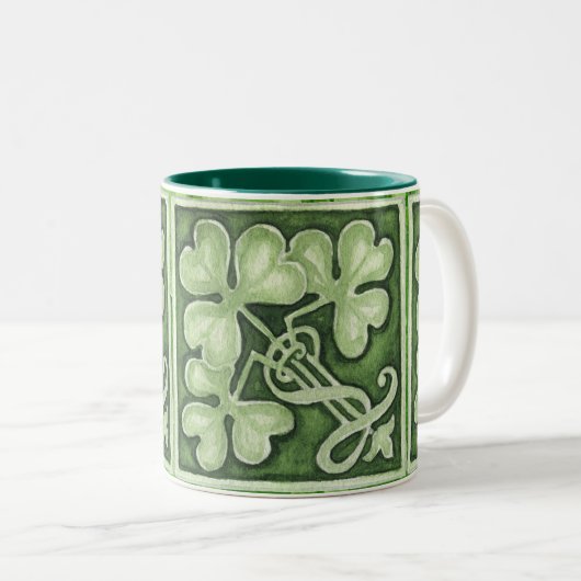 St. Patrick's Day met Shamrock Green waterverf T Tweekleurige Koffiemok (Voorkant rechts)