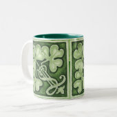 St. Patrick's Day met Shamrock Green waterverf T Tweekleurige Koffiemok (Voorkant links)