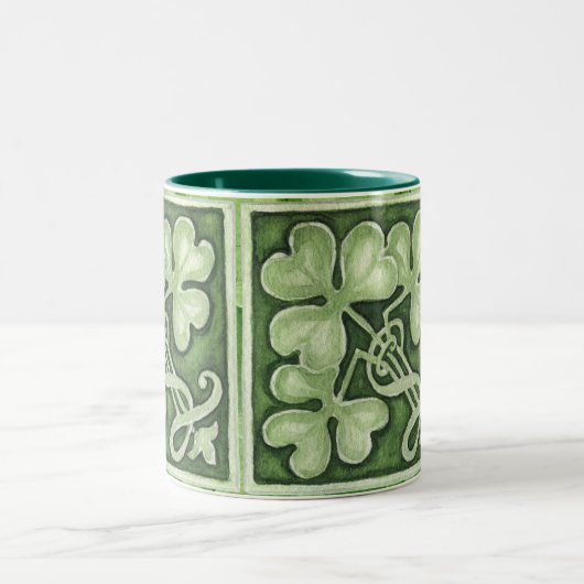 St. Patrick's Day met Shamrock Green waterverf T Tweekleurige Koffiemok (Center)
