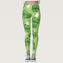 St. Patrick's Day met shamrocks op groen Leggings