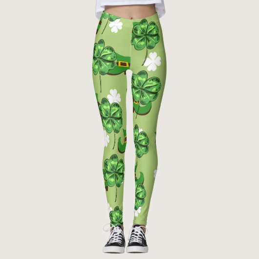St. Patrick's Day met shamrocks op groen Leggings (Voorkant)