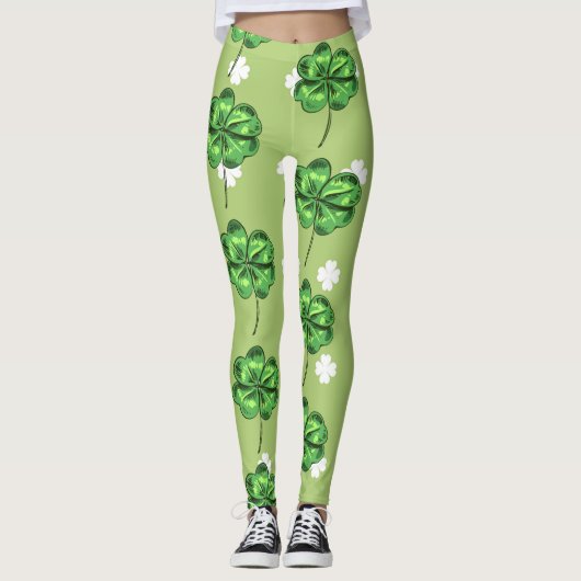 St. Patrick's Day met shamrocks op groen Leggings (Voorkant)