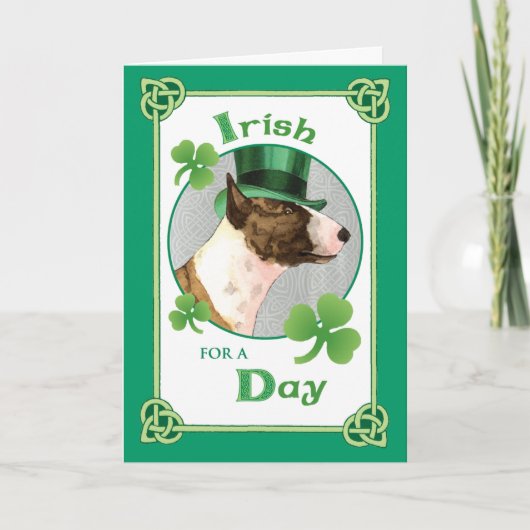 St. Patrick's Day Mini Bull Terrier Kaart (Voorkant)