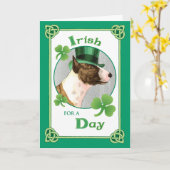 St. Patrick's Day Mini Bull Terrier Kaart (Gele Bloem)