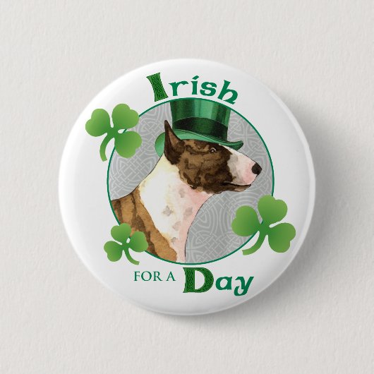 St. Patrick's Day Mini Bull Terrier Ronde Button 5,7 Cm (Voorkant)