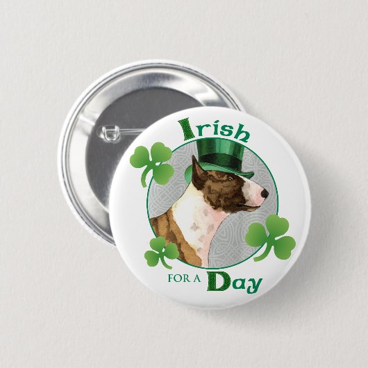 St. Patrick's Day Mini Bull Terrier Ronde Button 5,7 Cm (Voorkant /achterkant)
