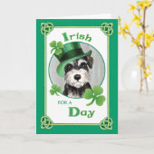 St. Patrick's Day Miniature Schnauzer Kaart (Gele Bloem)