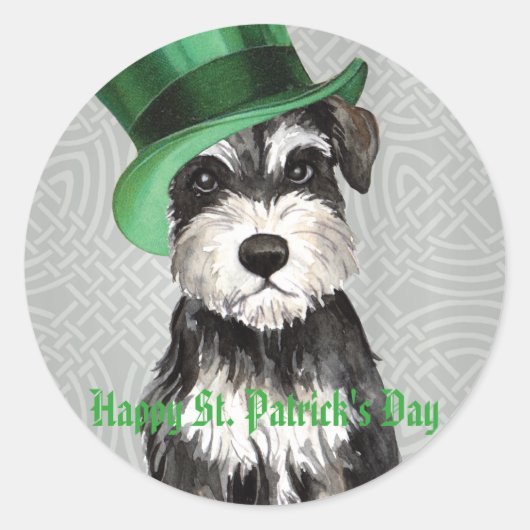 St. Patrick's Day Miniature Schnauzer Ronde Sticker (Voorkant)