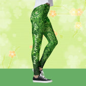 St Patrick's Day Modern Green Shamrocks Pattern Leggings