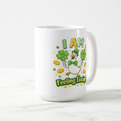 St. Patrick's Day mok 15 oz – Ik voel me Lucky (Voorkant rechts)