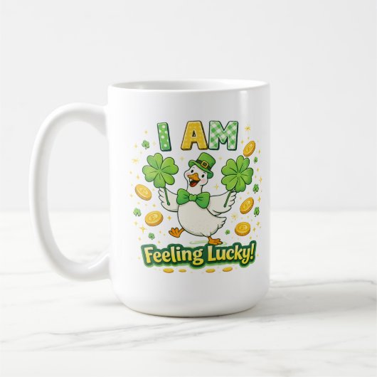 St. Patrick's Day mok 15 oz – Ik voel me Lucky (Links)