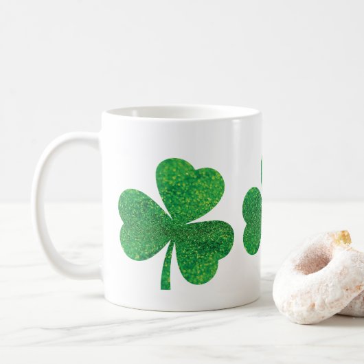 St. Patrick's Day Mok - Lucky Shamrock Coffee Cup, (Met donut)