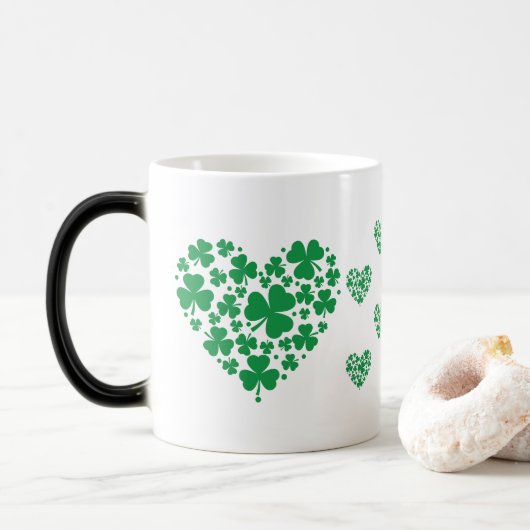 St. Patrick's Day Mok - Lucky Shamrock Heart Coffe (Met donut)