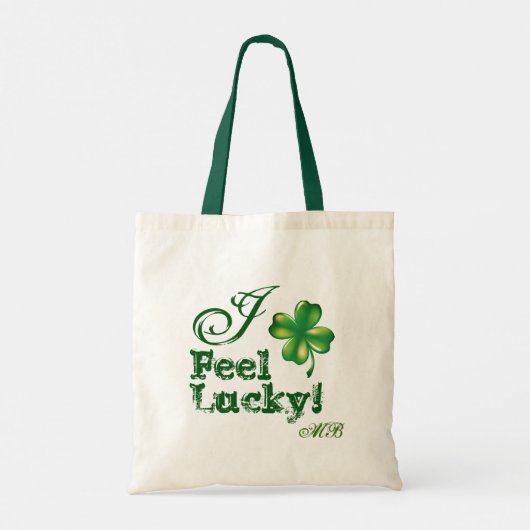St. Patrick's Day Monogram, Feel Lucky, Shamrock Tote Bag (Achterkant)