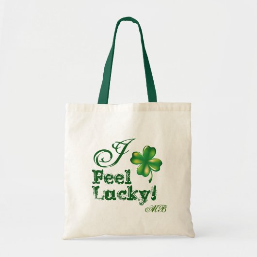 St. Patrick's Day Monogram, Feel Lucky, Shamrock Tote Bag (Voorkant)