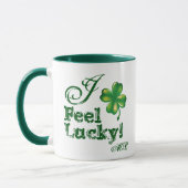 St. Patrick's Day Monogram I Feel Lucky, Shamrock Mok (Links)