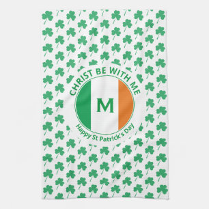 St Patricks Day Monogram Name Shamrock Theedoek