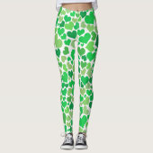 St. Patrick's Day Mooie Geluks Groene Harten Mode Leggings (Voorkant)