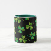 St. Patrick's Day Mooie Klaverpatroon Groen Zwart Mok (Midden)