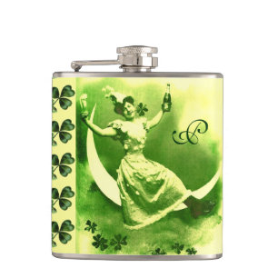 ST PATRICK'S DAY MOON LADY MET SHAMROCKS Monogram Heupfles