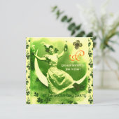 ST.PATRICK'S DAY MOON LADY MET SHAMROCKS MONOGRAM KAART (Staand voorkant)