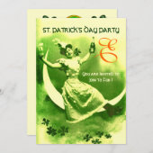 ST.PATRICK'S DAY MOON LADY MET SHAMROCKS MONOGRAM KAART (Voorkant / Achterkant)