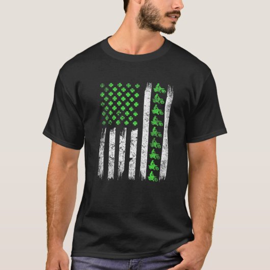St Patrick's Day Motocross Irish American Flag Sha T-shirt (Voorkant)