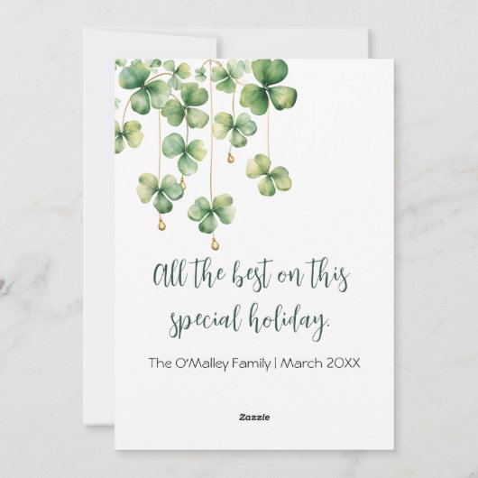 St. Patrick's Day-muts en klaverblad Feestdagenkaart (Achterkant)