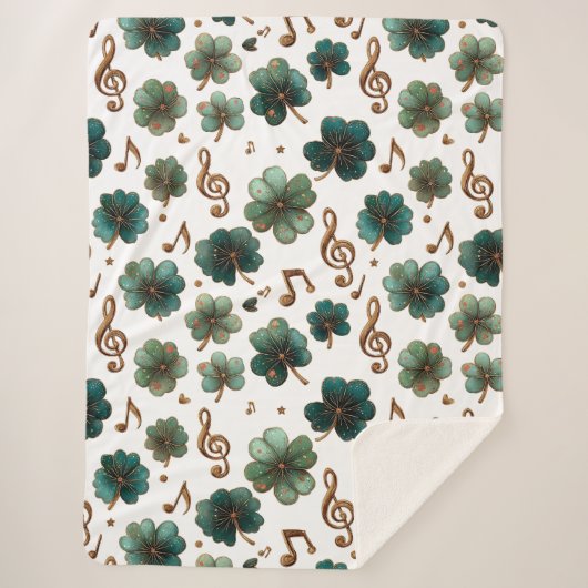 St. Patrick's Day Muzikale Klaver Sherpa Deken (Voorkant)