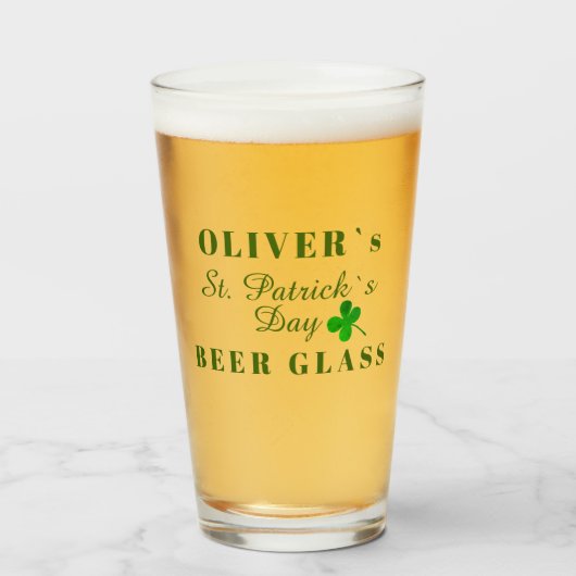 St Patrick's Day Naam bier Glas (Voorkant gevuld)