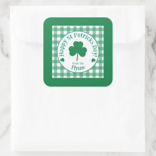 St Patricks Day NAAM Ierse Klaver Groen Vinkje LG Vierkante Sticker