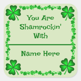 St Patrick's Day Naam Tag Vierkante Sticker