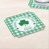 St Patricks Day NAME Irish Clover Green Check Kartonnen Onderzetters (Gekanteld)